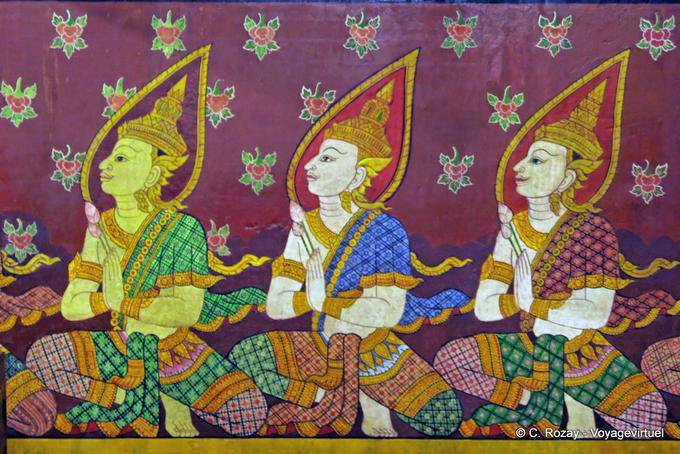 Fragmento de pintura de parede, Wat Phra Si Rattana Mahathat, Phitsanulok - Tailândia