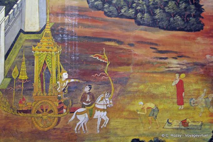 Pinturas em Wat Yai, Wat Phra Sri Rattana Mahathat, Phitsanulok - Tailândia