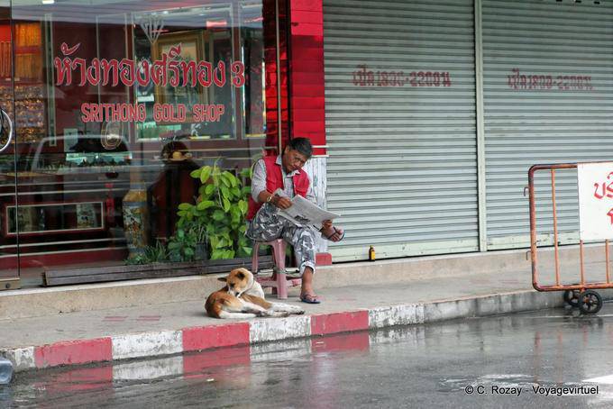 Lendo o jornal, Phuket Town Gypsy - Tailândia