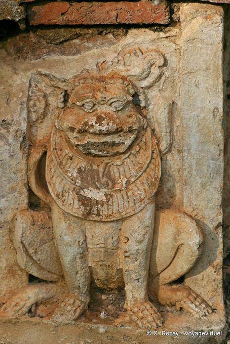 um sapo baixo-relevo, Sukhothai, Wat Mahathat - Tailândia