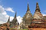 Ver os três chedi Sudeste, Wat Phra Sri Samphet, Ayutthaya, Tailândia.
