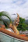 Nāga assustador, guardam o templo da montanha de Chiang Mai, Tailândia.