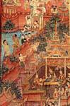 Detalhe de mural em Viharn Lai Kham, Wat Phra Singh, Chiang Mai, Tailândia.