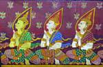 Fragmento de pintura de parede, Wat Phra Si Rattana Mahathat, Phitsanulok, Tailândia.