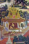 Etapa da vida real, mural, Wat Phra Si Rattana Mahathat, Phitsanulok, Tailândia.