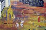Pinturas em Wat Yai, Wat Phra Sri Rattana Mahathat, Phitsanulok, Tailândia.