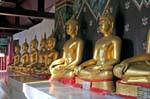 Buddhas alinhado Bhumisparsha-Mudra, Wat Phra Si Rattana Mahathat, Phitsanulok, Tailândia.