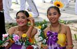 Meninas de flor, Festival Patong, Phuket, Tailândia.