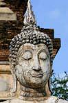 Estátua de Buda cabeça, Sukhothai, Wat Mahathat, Tailândia.