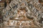 Friso escultural e rendas, Sukhothai, Wat Mahathat, Tailândia.