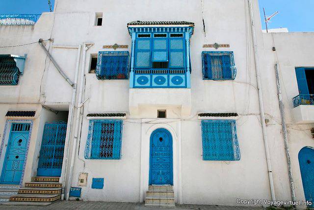 Moucharabiehs azuis tunisinos, Sidi Bou Said - Tunísia