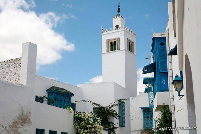 Sidi Bou Said, Zaouia mesquita minarete - Tunísia