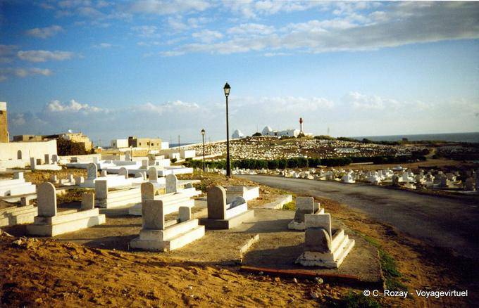 Panorama dos marabus e do cemitério Mahdia Cap África - Tunísia